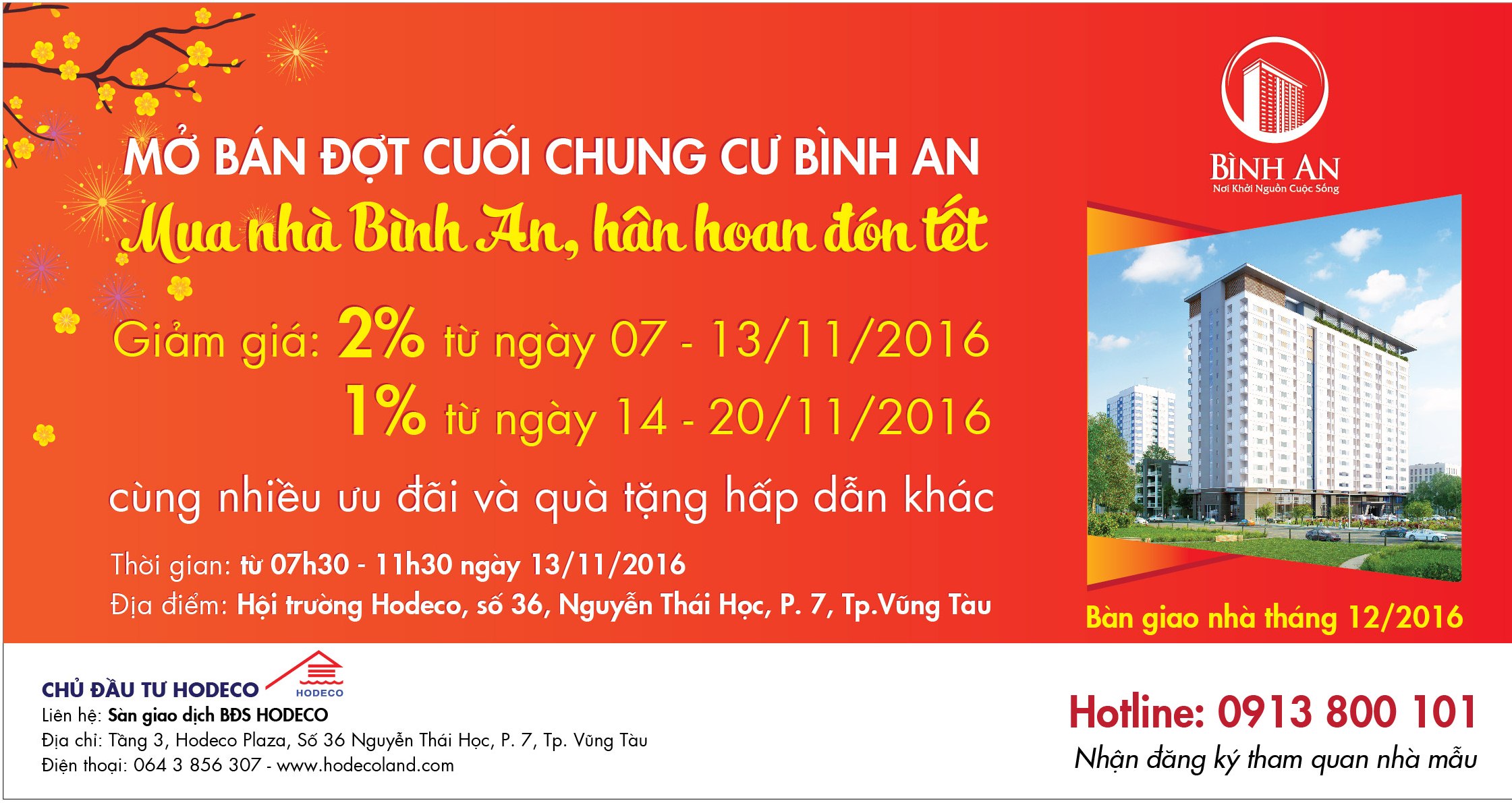 Mở bán đợt cuối chung cư Bình An “Mua nhà bình an, hân hoan đón Tết”