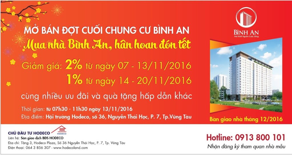 FINAL SALE OPENING FOR BINH AN APARTMENT “BUY APARTMENT BINH AN, GREETING TET HOLIDAY”