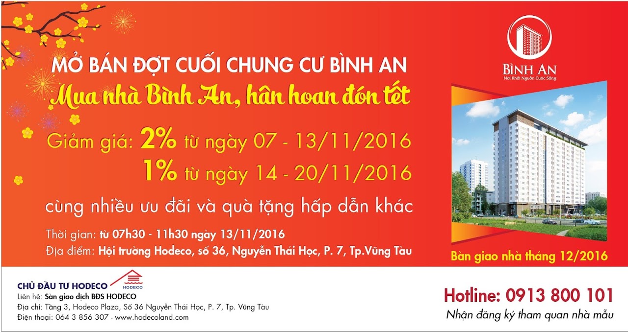 FINAL SALE OPENING FOR BINH AN APARTMENT “BUY APARTMENT BINH AN, GREETING TET HOLIDAY”