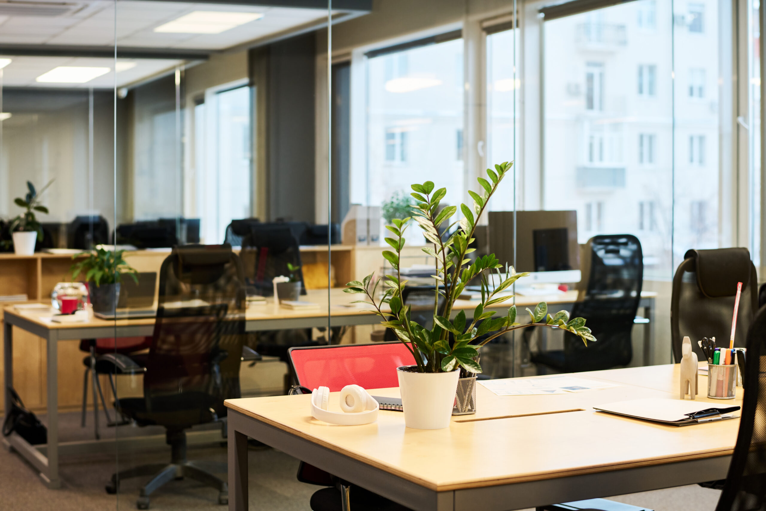 Part of desk serving as workplace of chief executive officer